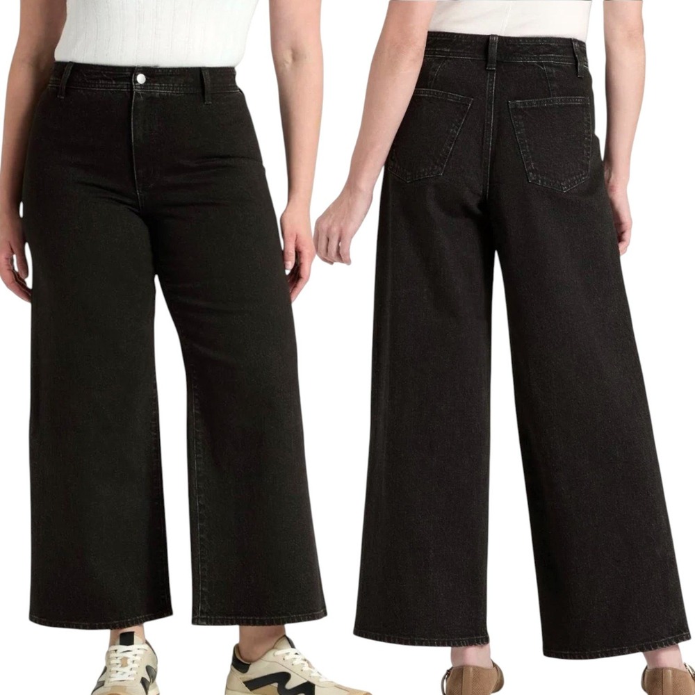 Universal Thread 4 Sailor Wide Leg Black High Rise Ankle Jeans Minimalist Fall